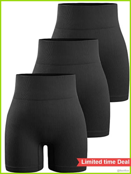 Pants - YNNTHY Women's 5-Inch Biker Shorts High Waisted Ribbed Yoga Shorts Squat Proof